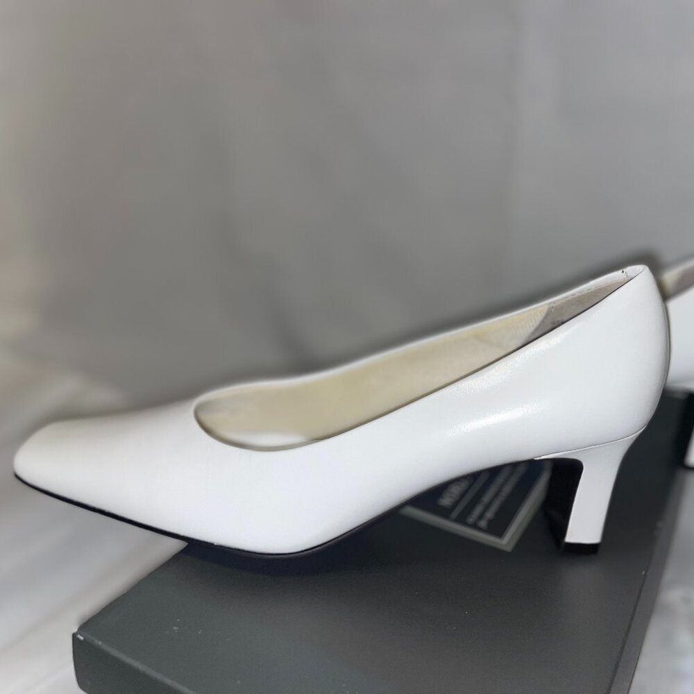 Nordstrom Womens, Leather, Block Heel Square Toe, White, Size 9N